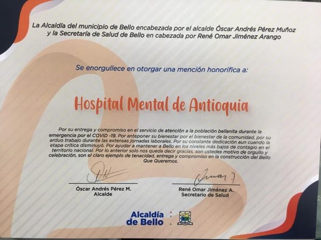 HOMO recibe Mención Honorífica por su gestión frente al Covid-19